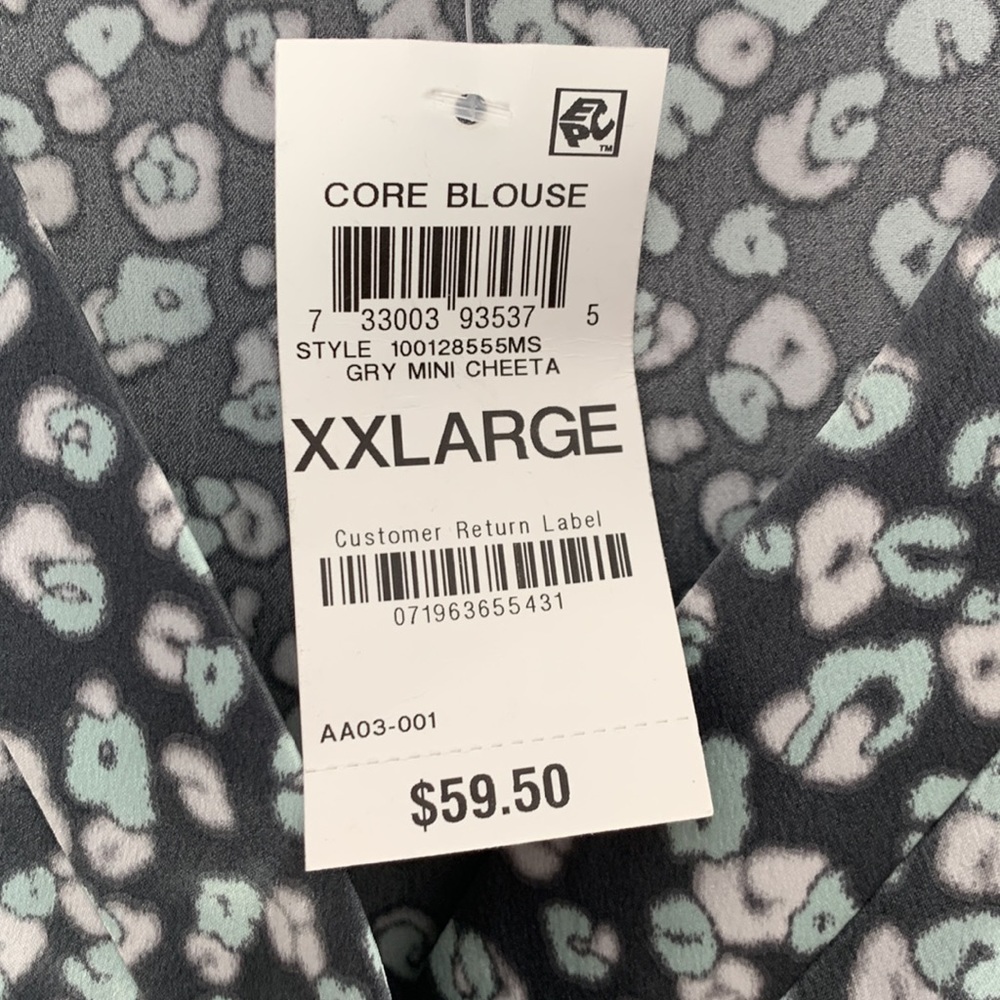 Alfani Core Blouse. Gray Mini Cheetah Motif - Picture 3 of 4